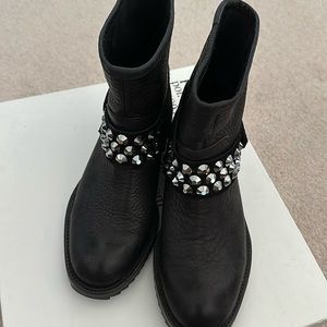 Pedro Garcia black leather boots with biker spike crystals. Size 36
